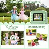 Hangrui Kids Camera Instant Print 2.4 Inch 1080P 32GB Card 3 Rolls Paper Green view 4