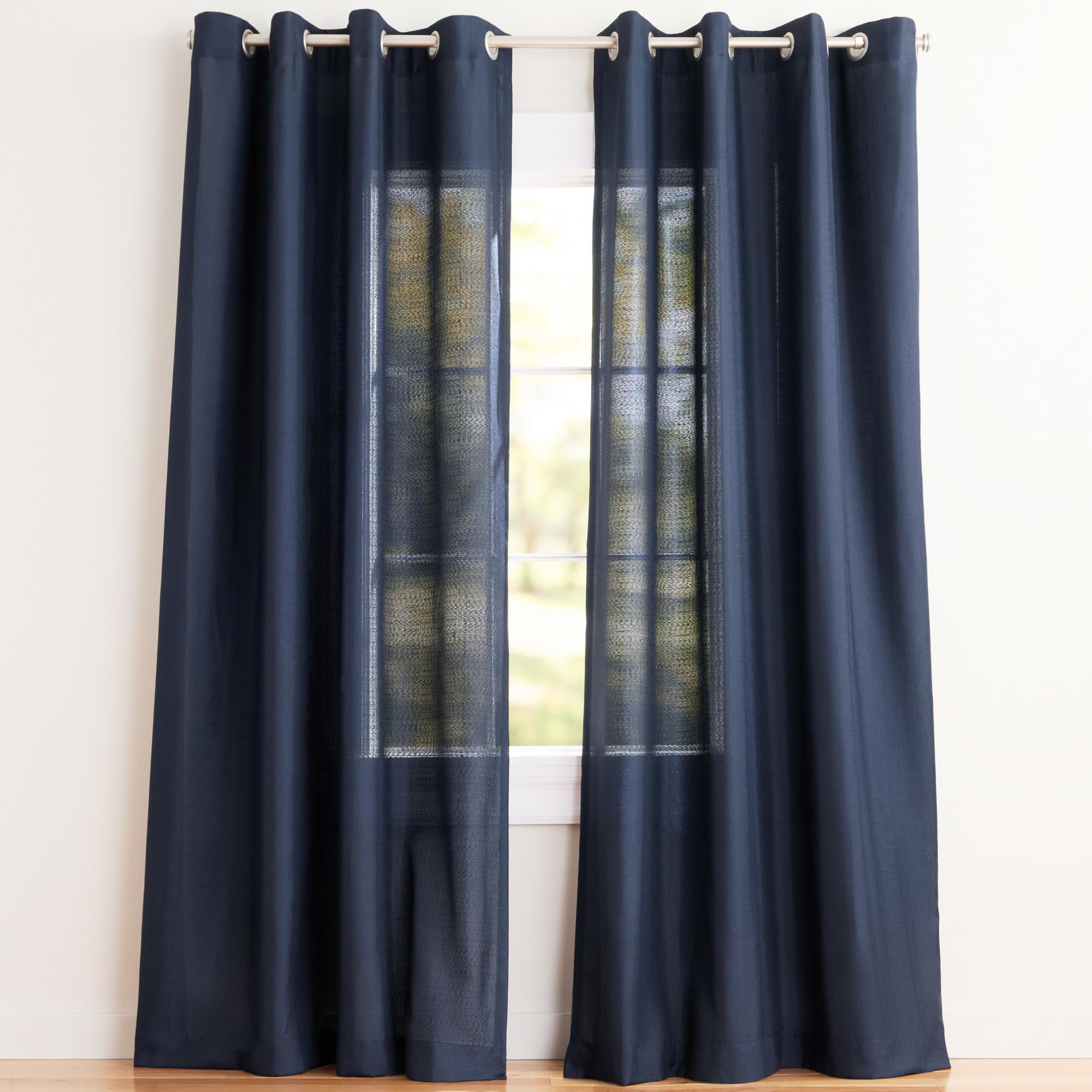 Exclusive Home Curtains Loha Linen Window Curtain Panel, Polyester, Peacoat Blue, 108" Length — image 1