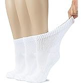 Hugh Ugoli Women's Cotton Diabetic Ankle Socks, Wide, Loose, Stretchy, Seamless Toe, Non Binding Top Semi Cushion, 3-6 Pairs