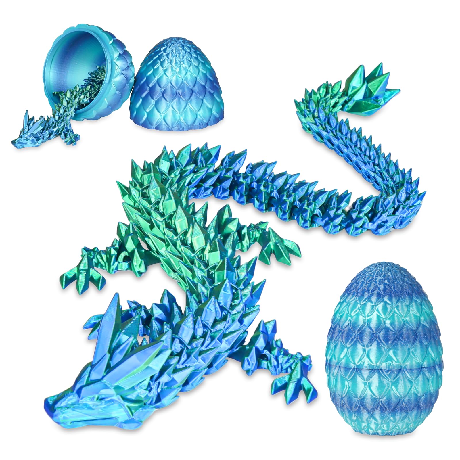 Surprise Dragon Egg with Dragon Inside – Gifts for Kids and Adults, 3D Printed Fidget Toy, Ideal for Christmas, Easter, Birthdays, Fun Desk Décor and Stress Relief(Sea Blue, Medium)
