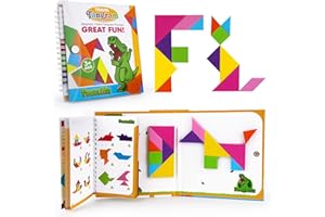 FOOZZILLA Magnetic Tangram Puzzle Set - 2 Sets of Magnetic Pattern Blocks for Road Trip Games and Educational Jigsaw Challenges - Brain-Teasing Fun for Kids and Adults with 368 Solutions