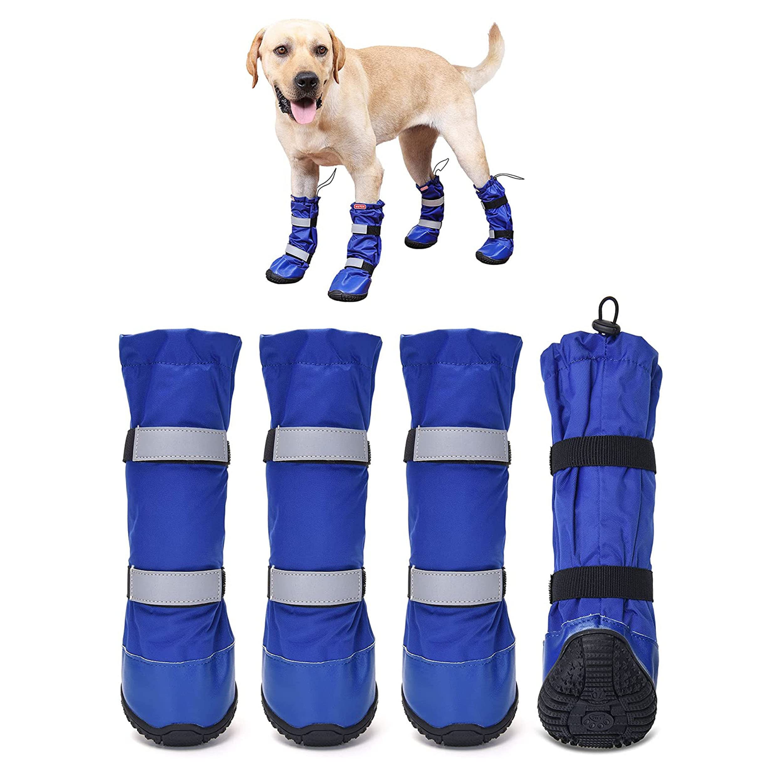 Hipaw Waterproof Dog Boots for Winter Snow Rain,Non-Slip Dog Shoes for Medium to Large Dogs,Extended Cuff Paw Protectors for Outdoor Walking Hiking
