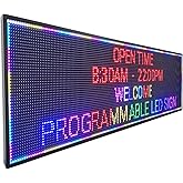 P10 Large Programmable LED Scrolling Sign 77”X20”, Bright Outdoor Digital Signs Waterproof, Full Color Led Open Signs for Business Advertising, Restaurant, School, Commerce, WiFi Control Electronic Message Display Board