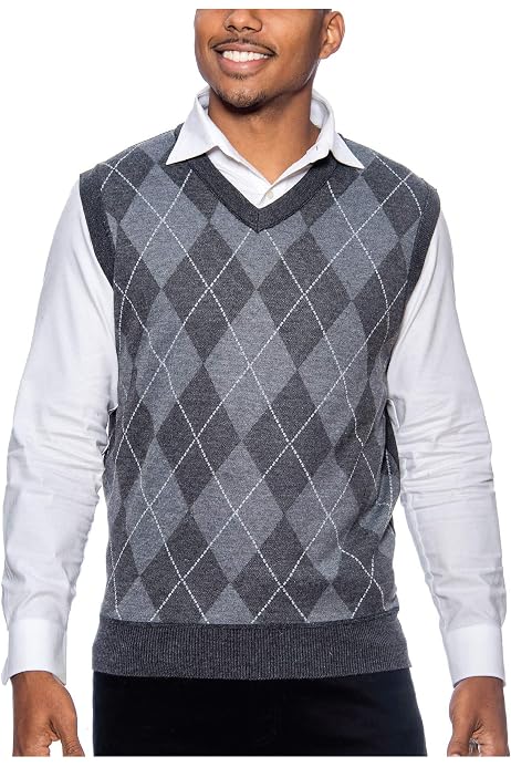 Mens Argyle V Neck Sweater Vest 