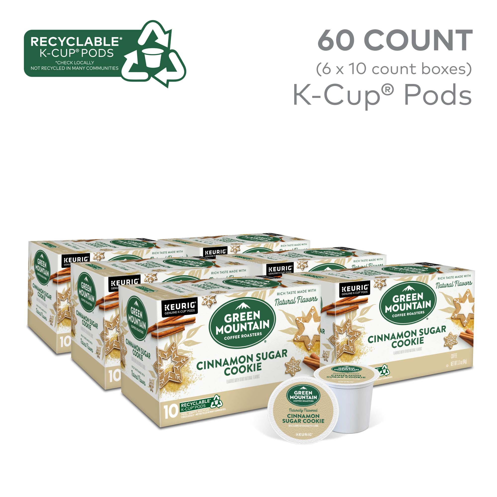 Green Mountain Coffee Roasters Cinnamon Sugar Cookie Coffee, Keurig Single Serve KCup Pods, 60