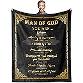 Whasnrt Christian Gifts for Men Faith, Catholic/Religious Gifts, Man of God Christian Blanket for Men 50"X60", Pastor Gift for Man