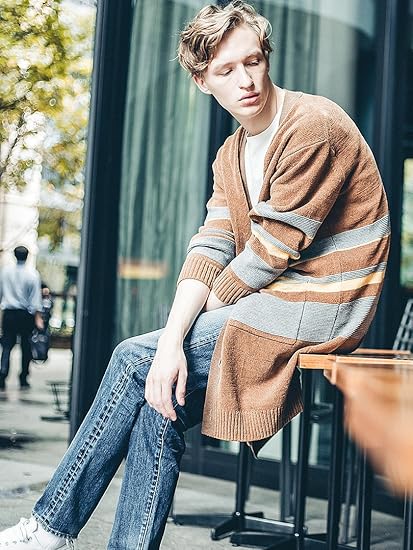 Amazon アバハウス Abahouse トップス モール モヘアボーダーロングカーディガン メンズ ベージュ 46 M カーディガン 通販