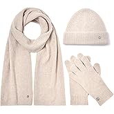 KVSS 100% Pure Cashmere Hat Scarf and Gloves Set for Women Knit Beanie Winter Set | Luxury from inner Mongolia