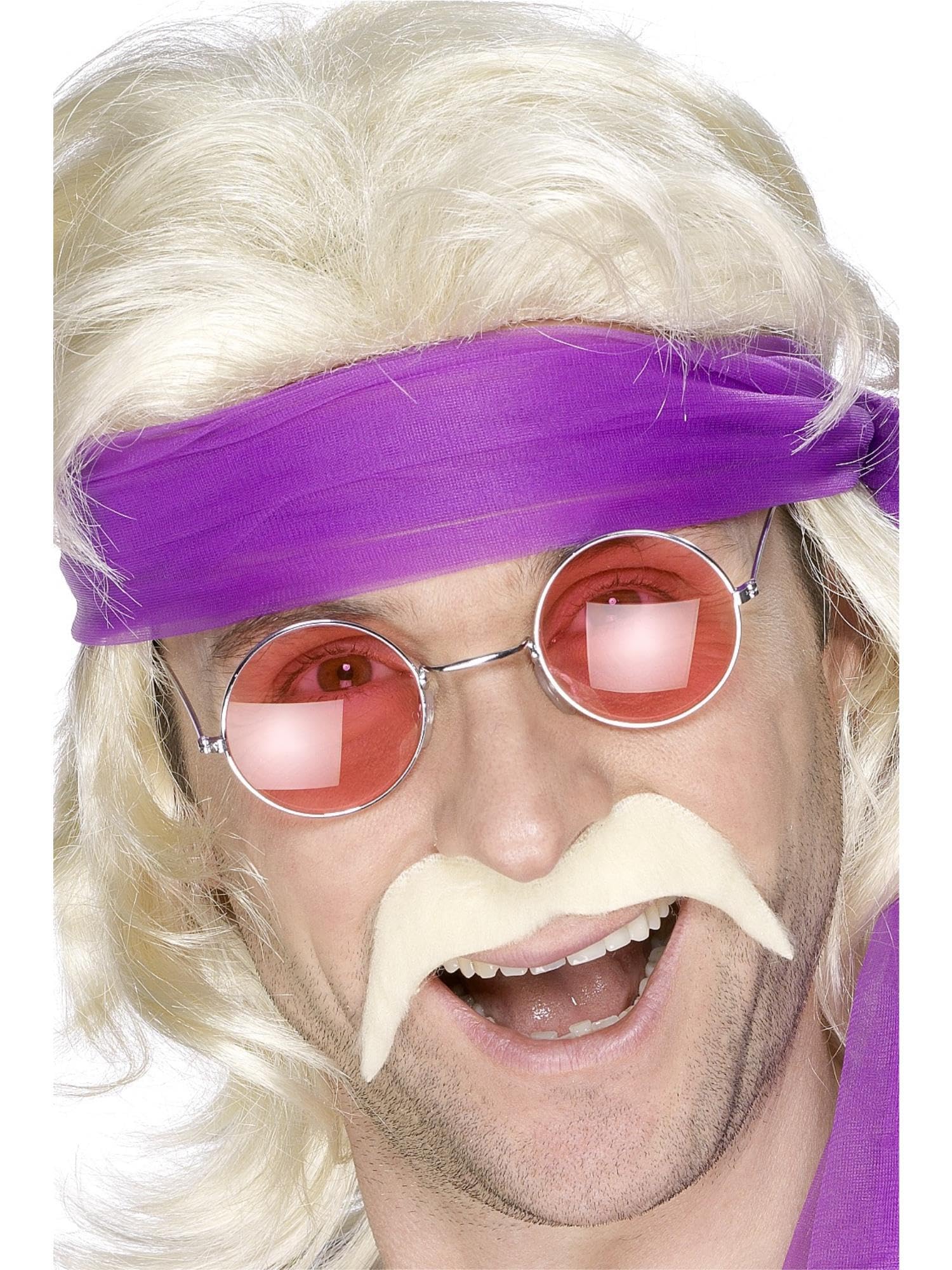Smiffys Seventies Tash, Blonde Self Adhesive, 1970's Disco Fancy Dress, Facial Hair Dress Up Cosmetics & Disguises.