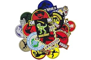 HIESPU STORE 16pcs Halloween Costume Cosplay Dinosaur Movie Film Embroidered Iron On Patches