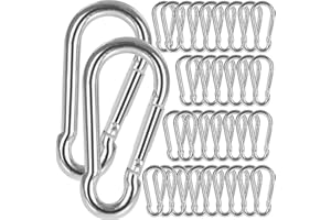 HNBUN 60Pack 2” Spring Snap Hooks, Galvanized Steel Small M5 Carabiner Clips Keychain, 220lb Capacity Heavy Duty Quick Link for Outdoor Camping, Swing, Fishing, Hammock, Dog Leash, Hiking