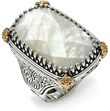 KonstantinoWomen's 925 Sterling Silver, Mother of Pearl & 18K Gold Ring