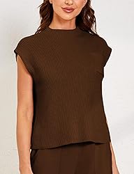 Himosyber Women's Solid Sleeveless Vest Mock Neck