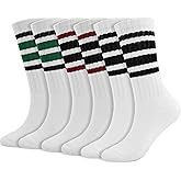 BomKinta Striped Crew Socks Women - Retro Novelty Socks - Stretchy Casual Athletic Cotton Gifts Sock Size 5-10