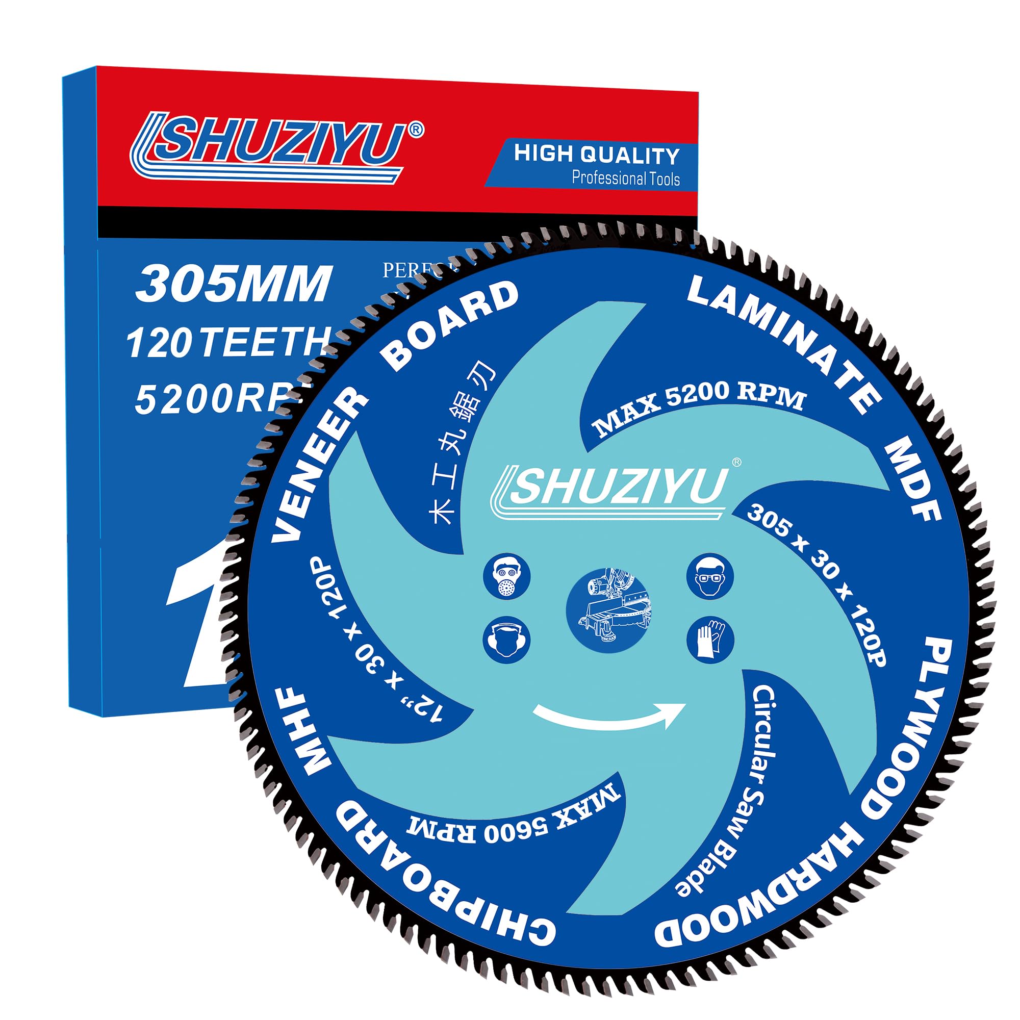 LSHUZIYU, 305mm 120T, Industrial Grade, Centre hole 30mm with 25.4-22.23-20-15.88mm Washer. Ultra Thin Kerf 2.2mm. Wood Cutting Circular Saw Blade, Mitre Saw Blade, Table Saw Blade