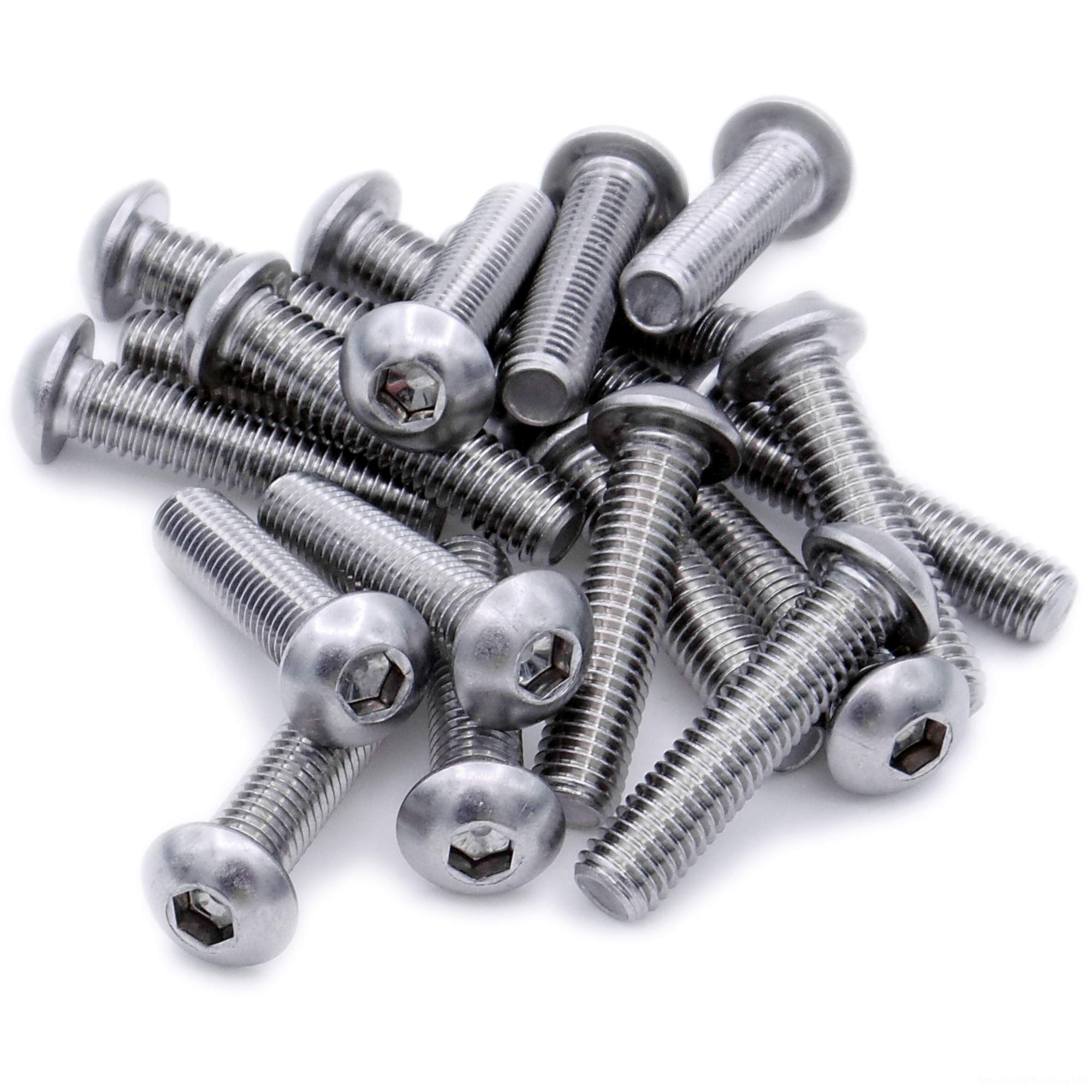 M6 (6mm x 8mm) Hex Socket Button Machine Screw (Bolt) - Stainless Steel (A2) (Pack of 20)