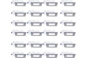 Nadair SL4-900SQ-24WH3KBN 24 Pack LED 4" Ic Rated Dimmable Ultra Slim Recessed Panel Light with Junction Box, White and Brush