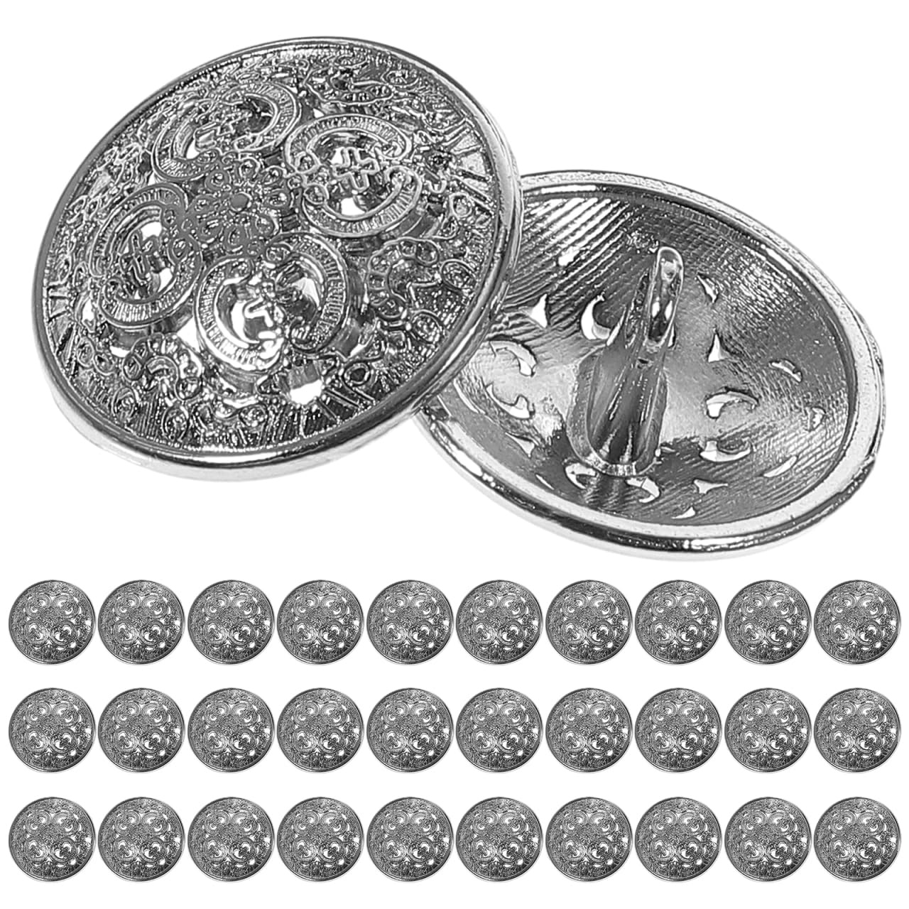 Milisten 30pcs Metal Round Flat Buttons - Coats, Jacket, Shirt, Suit, Trousers Buttons for DIY Craft Sewing - Silver 18mm
