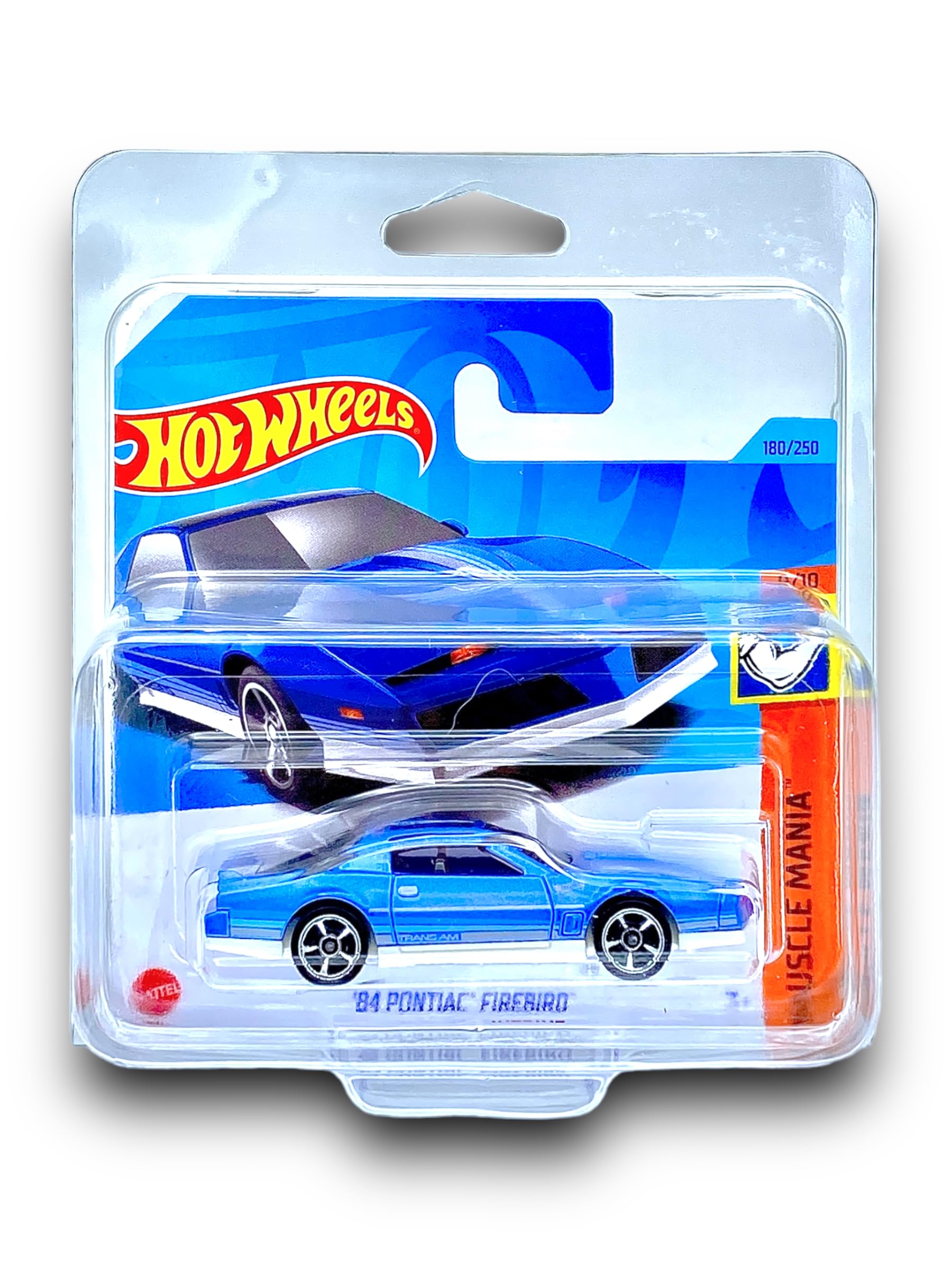 Hot Wheels '84 Pontiac Firebird (Metallic Light Blue & White) 8/10 Muscle Mania - 2023-180/250 (Short Card) - COMES IN A KLAS CAR KEEPER PROTECTIVE COLLECTORS CASE - HKJ57