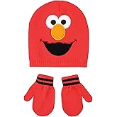 Sesame Street Elmo Face 2-Piece Toddler Beanie & Magic Mittens Set