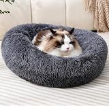 Fhodigogo Plush Donut Dog Cat Bed Anti-Slipbottom Small Pet Bed 43x43x12 cm