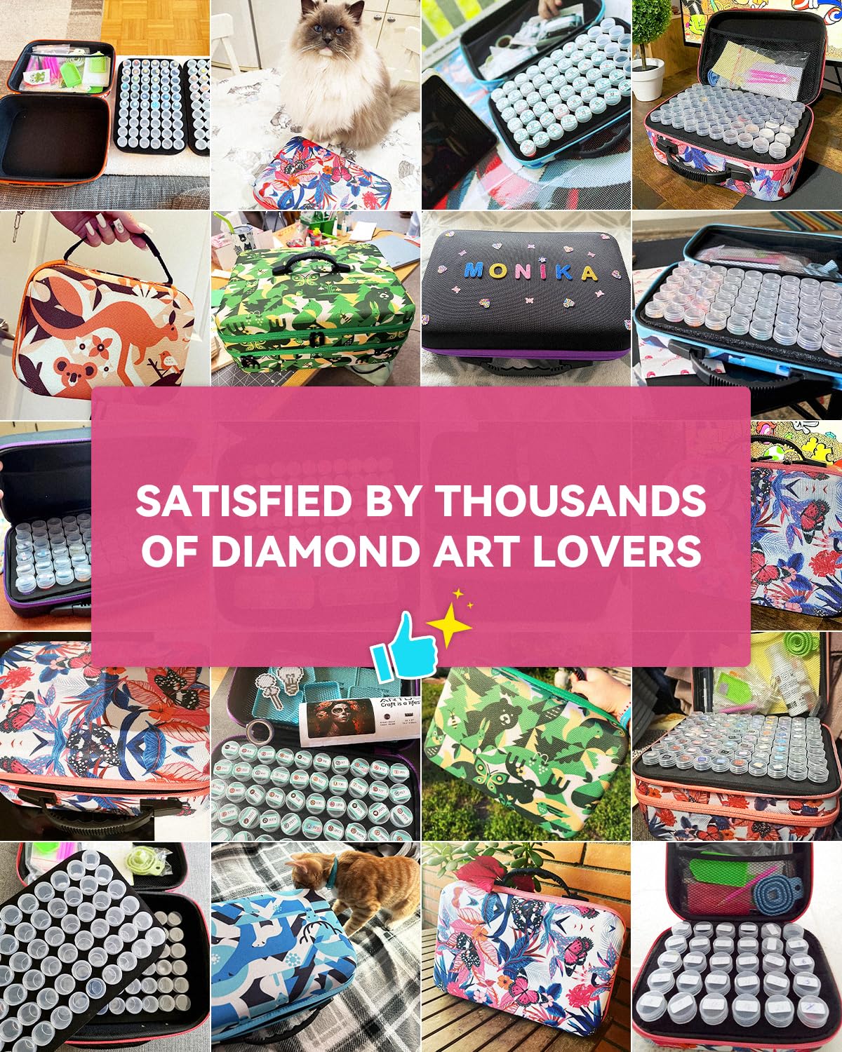 ARTDOT 60 Slots Storage Container for Diamond Art Kits for Adults,Portable Bead Storage Boxes for Diamond Painting Accessories and Tools