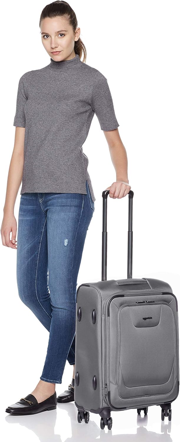  |  Basics Expandable Softside Carry-On Spinner Luggage Suitcase With TSA Lock And Wheels - 23 Inch, Grey | Carry-Ons
