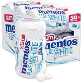 Mentos Pure White Sugar Free Gum, Sweet Mint, 50 Piece Bottle (6 Pack) | Chewing Gum with Xylitol, Perfect for Long Lasting Fresh Breath at School, Work &amp; Travel