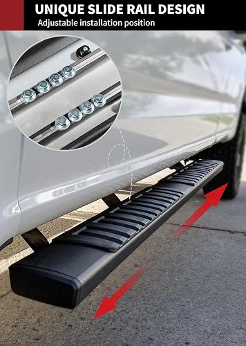 thumbnail interactive-video image 1 of Running Board Side Steps – 6" Rectangle Nerf Bars For 2019-2025 Silverado/Sierra Double Cab, Black 1 of 5