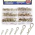 Glarks 175Pcs Hairpins R Clips Cotter Pins Assortment Kit 6 Sizes Zinc Plated Carbon Steel R Pin Hair Pin Clips Spring Fasten