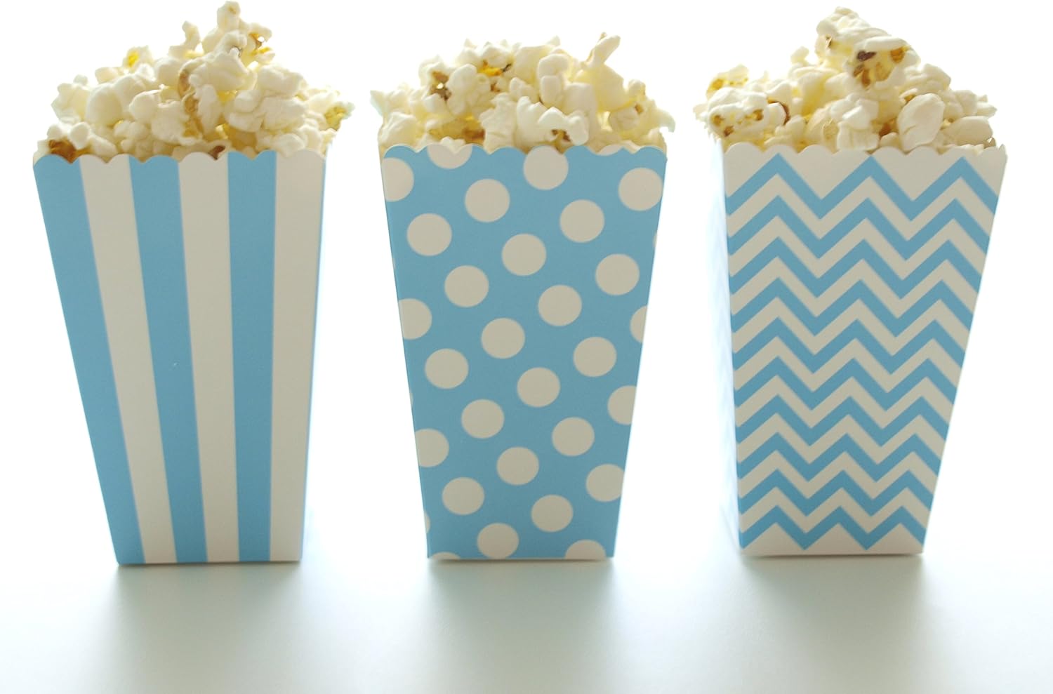 Light Blue Mini Popcorn Box Trio (36 Pack) Polka Dot