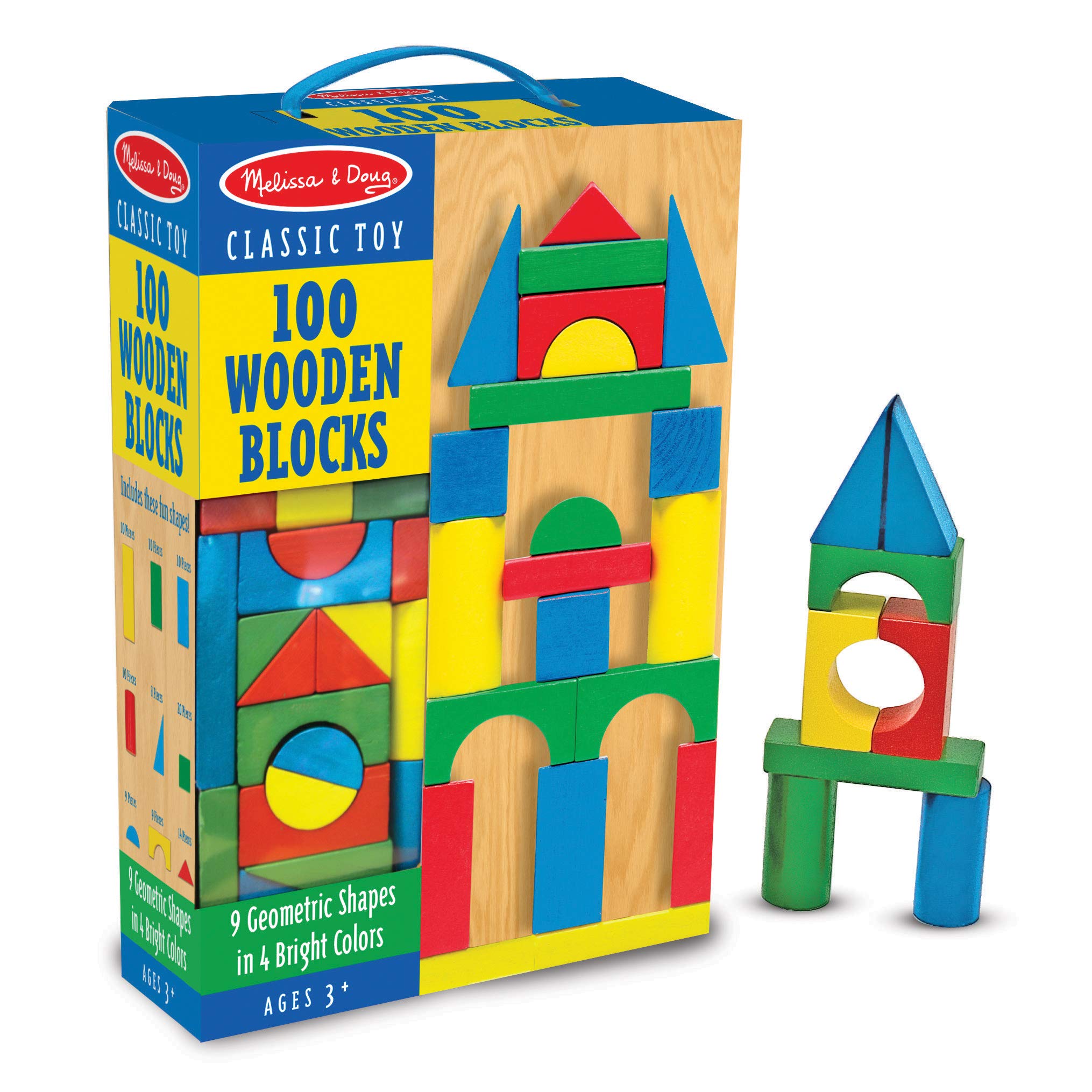 Melissa & Doug Wooden Building Blocks Set (Developmental Toy, 100