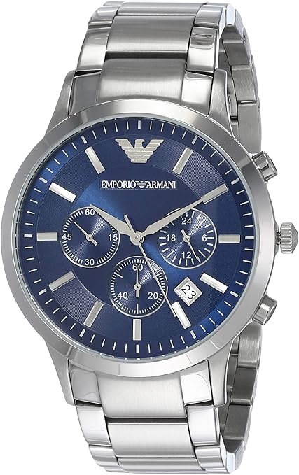 Armani Uhren Ar2448 Herren Silber Edelstahl Uhr Emporio Armani Herren Chronograph Quarz Uhr mit Edelstahl Armband