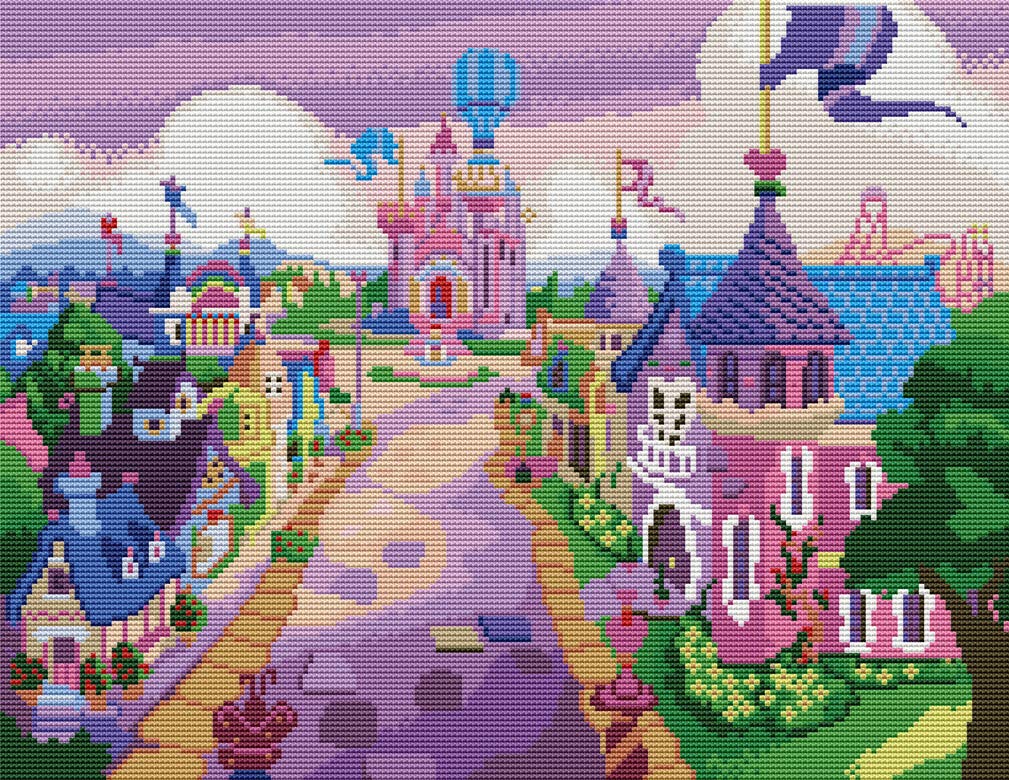 Abillyn Embroidery Cross Stitch Kits Fairy Tale Kingdom Castle Stamped with Printed Pattern Starter Kit (Castle)