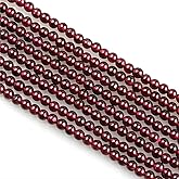 MJDCB 225pcs Natural Small Stone Beads 3mm Red Garnet Round Smooth Loose Gemstone Bead for Jewelry Making Bracelets Earrings Necklaces Accessories