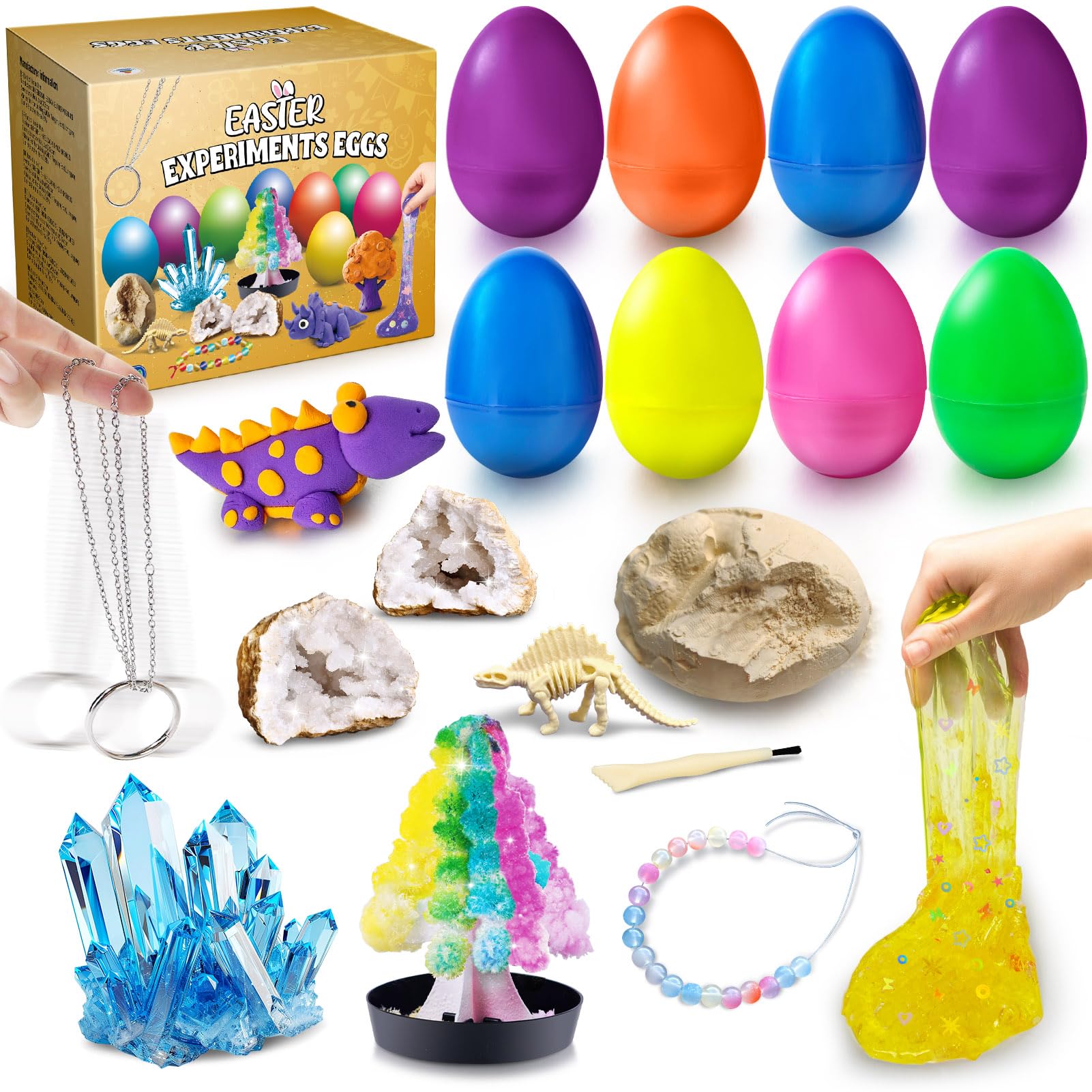 UNGLINGA 8 Experiments Eggs Easter Basket Stuffer Science Kit for Kids Boys Girls Toys Gifts Idea, Science Filler Easter Party Favor Educational S.T.E.M Activities Surprise Eggs