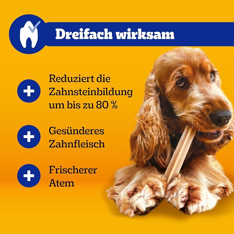 DentaStix Hundesnack für mittelgroße Hunde (10-25kg), Zahnpflege-Snack mit Huhn und Rind, 1 Packung je 56 Stück (1 x 1.44 kg)