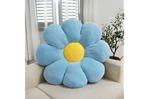 CRUSHHOMES Flower Pillow Cute and Comfortable Floor Cushions Soft Plant Pillows Preppy Aesthetic Room Decor for Couch,Sofa,Chair(Blue,14")