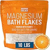 Magnesium Flakes for Bath - Magnesium Chloride Flakes - Dead Sea Salts for Soaking - Enhanced with Vitamin C Crystals, 10 LBS