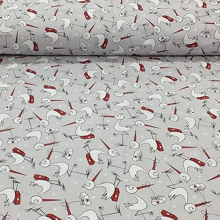 Erstklassiger Baumwollstoff 0,5lfm, 100% Baumwolle, modische Muster, Breite 160cm – Störche