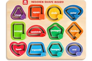 Coogam Wooden Color Shape Puzzles for Toddlers, Sorting and Stacking Montessori Peg Board Matching Game Activities, Fine Moto