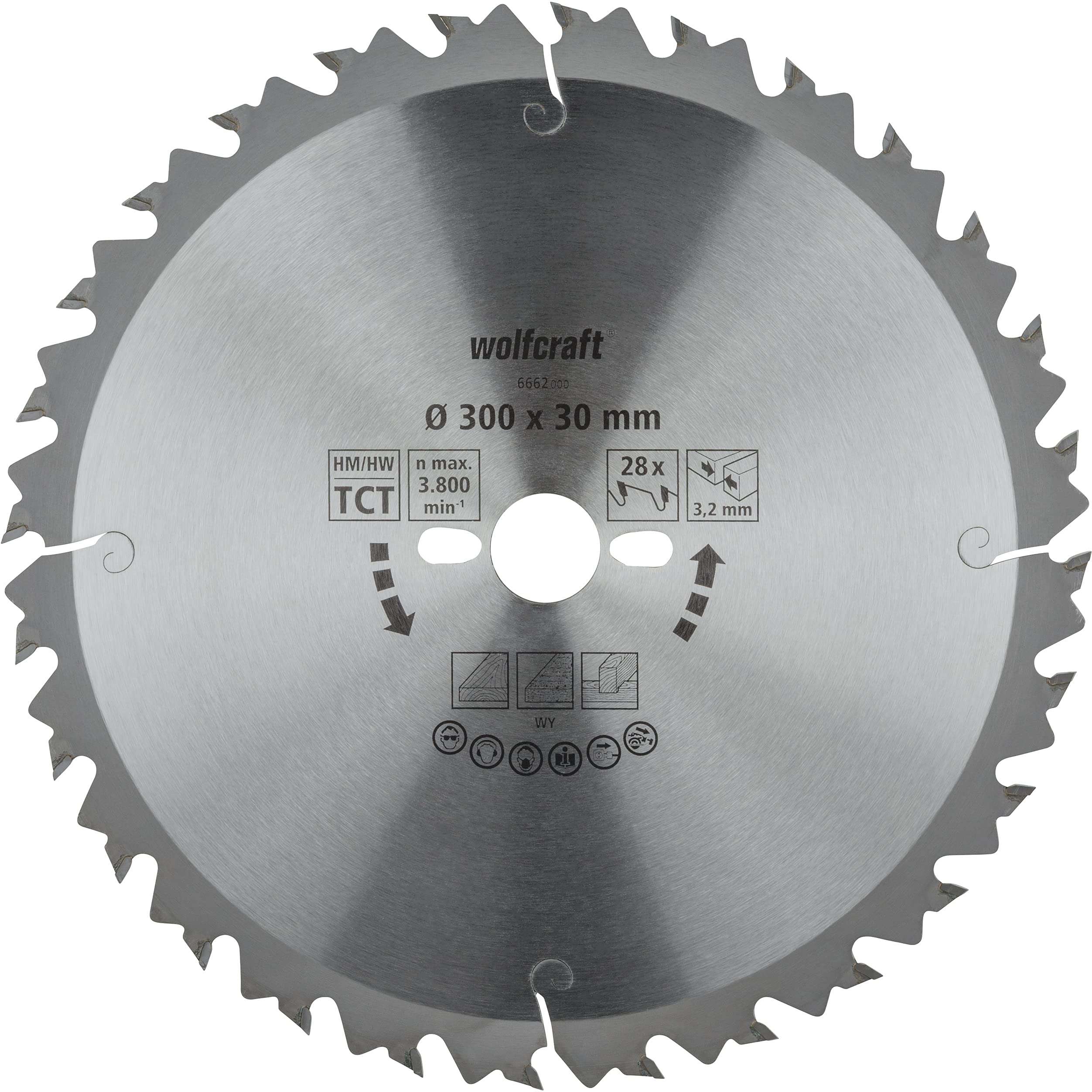 wolfcraft TC Circular Table Saw Blade, Green Series I 6662000 I Quick, Medium-coarse cuts