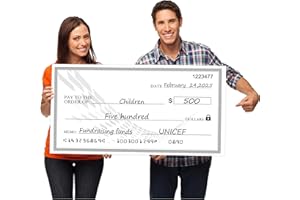 MQDMINI Big Check Large Check - 30 x 16" Dry Erase Giant Check - Oversized Fake Checks For Presentation, Big Check Fundraiser Items, Large Blank Oversized Check Cardboard（Black）