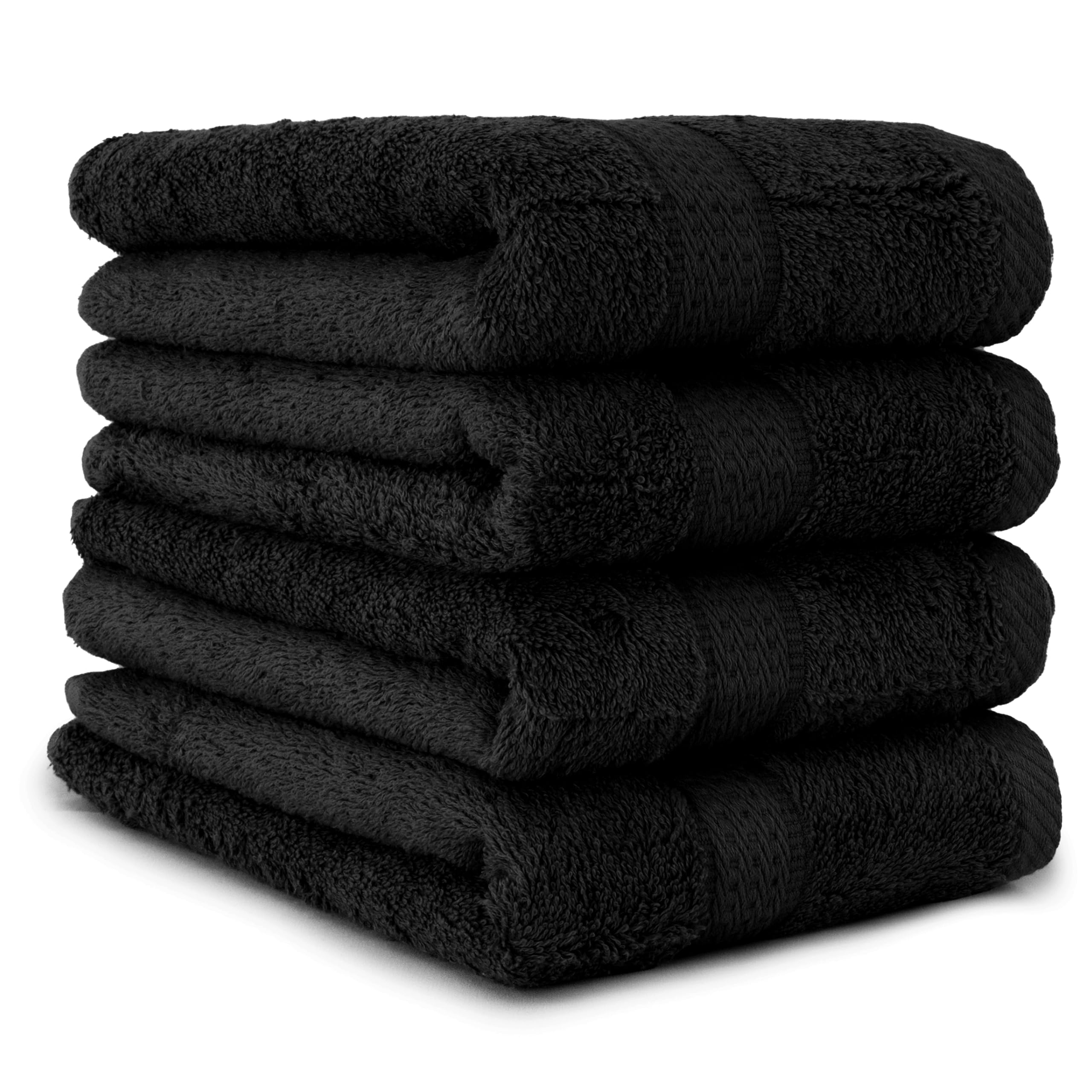 4-Piece/8-Piece Towel Set Various Colours 50 x 100 cm, 100 % Cotton, black, 4er Pack