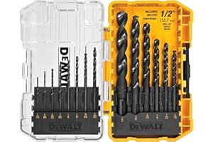 DEWALT Drill Bit Set, 3-Flats Shank,14-Piece, 135 Degree Split Point, for Plastic, Wood and Metal (DWA1184)