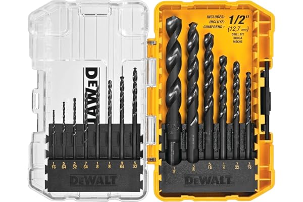 DEWALT Drill Bit Set, 14-Piece, 135 Degree Split Point, For Plastic, Wood and Metal (DWA1184)