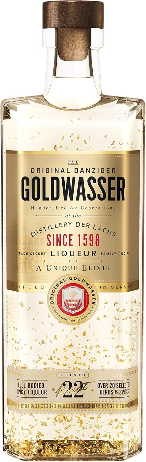 Original Danziger Goldwasser Krauterlikor 40 Vol Likor Mit 22 Karatigem Gold Der Wahrscheinlich Alteste Liqueur Der Welt Seit 1606 1 X 0 7 L Amazon De Bier Wein Spirituosen