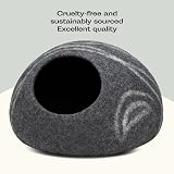 MEOWFIA Cat Cave Premium Felt Bed Dark Grey Medium Merino Wool view 7