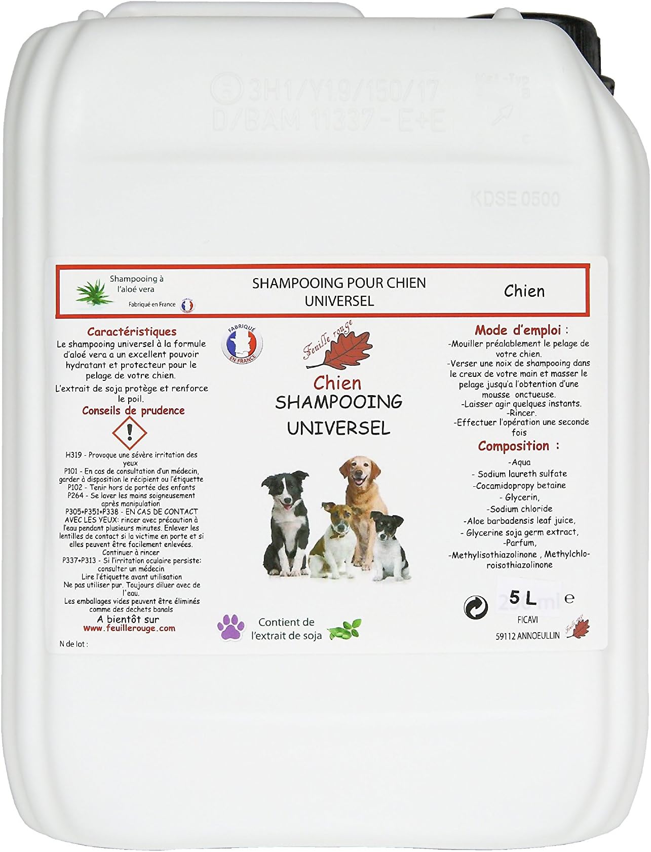 Universal Dog Shampoo 5 Litres for aloé-vera Pro
