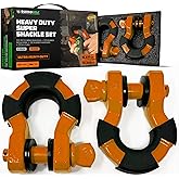Rhino USA Super D Ring Shackles (2-Pack) - 70,548lb Break Strength – Heavy Duty 3/4" Clevis Shackle with 7/8 Pin for Towing & Off-Road Use - Pairs with Tow Strap for Vehicle Recovery (Orange)